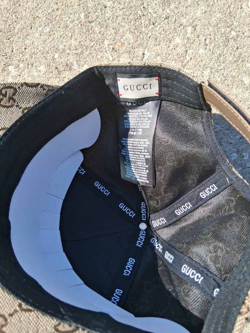 Gucci Tan GG Canvas Baseball Cap with Brown Trim - Picture 2 of 3